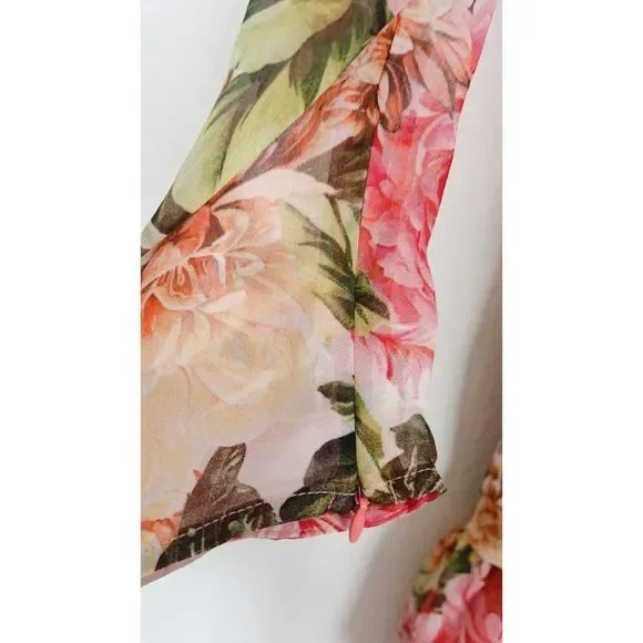 Bronx and Banco Rosa Wrap silk blend Dress in Rose & Multicolor XL(US10) - Picture 6 of 10